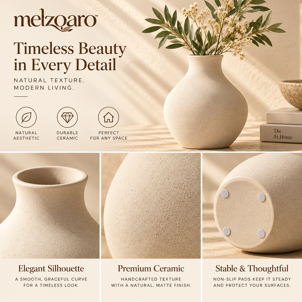 melzqaro™ Organic Textured Ceramic Vase — image 2