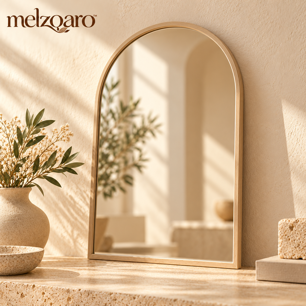 melzqaro™ Light Oak Arched Decorative Mirror — image 1