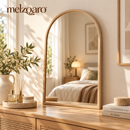 melzqaro™ Light Oak Arched Decorative Mirror — image 2