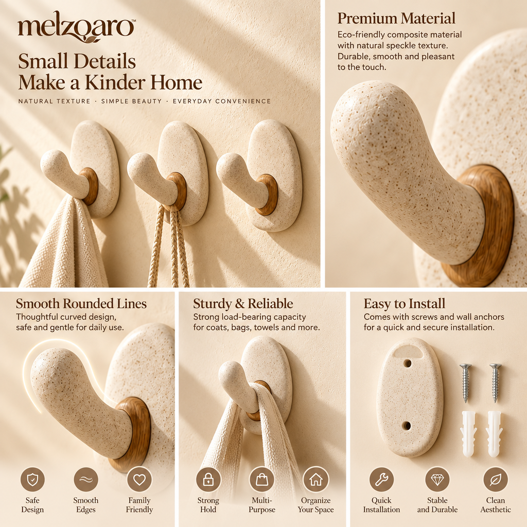 melzqaro™ Sculptural Stone-Look Wall Hook Set — image 2