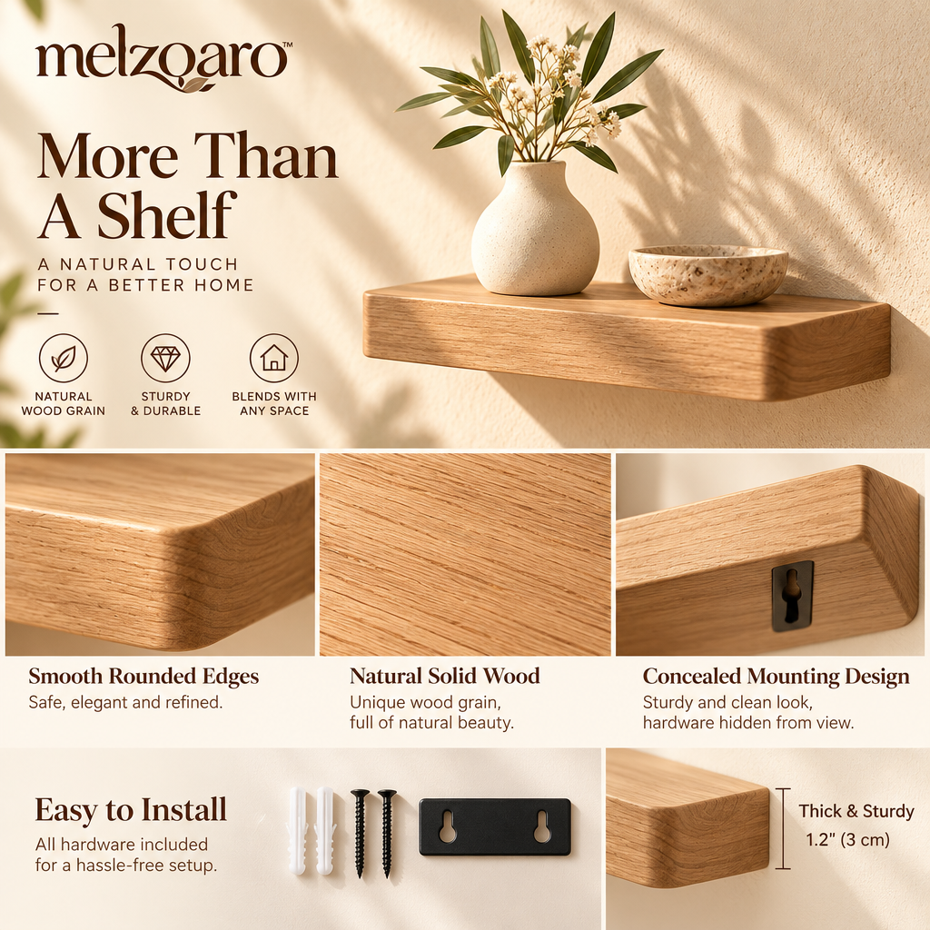 melzqaro™ Small Light Wood Floating Display Shelf — image 4