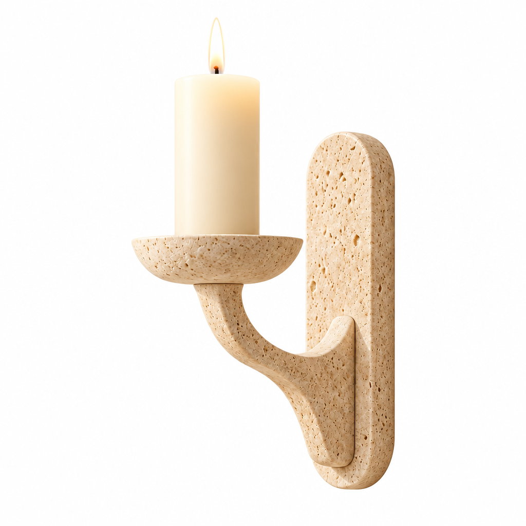 melzqaro™ Travertine-Look Wall Candle Sconce — image 2