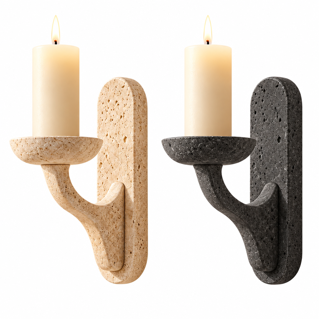 melzqaro™ Travertine-Look Wall Candle Sconce — image 3