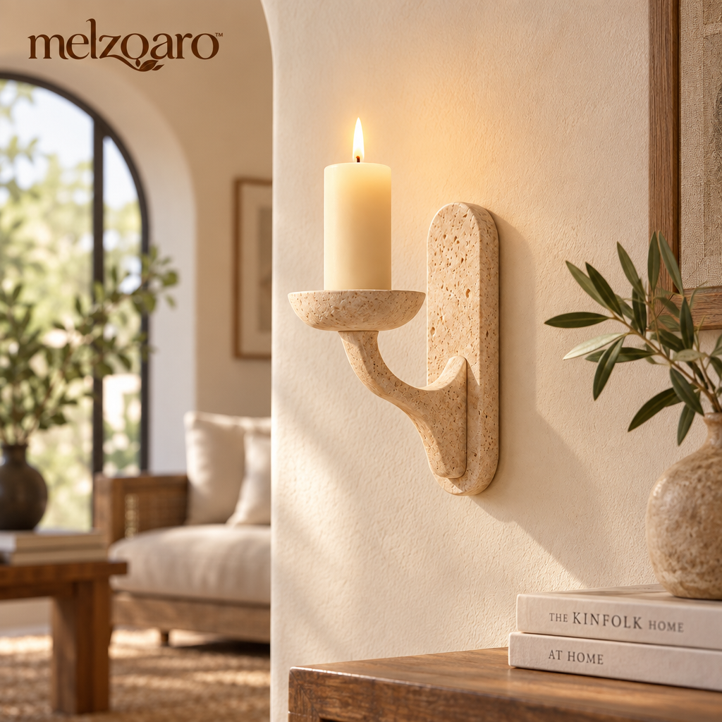 melzqaro™ Travertine-Look Wall Candle Sconce — image 5