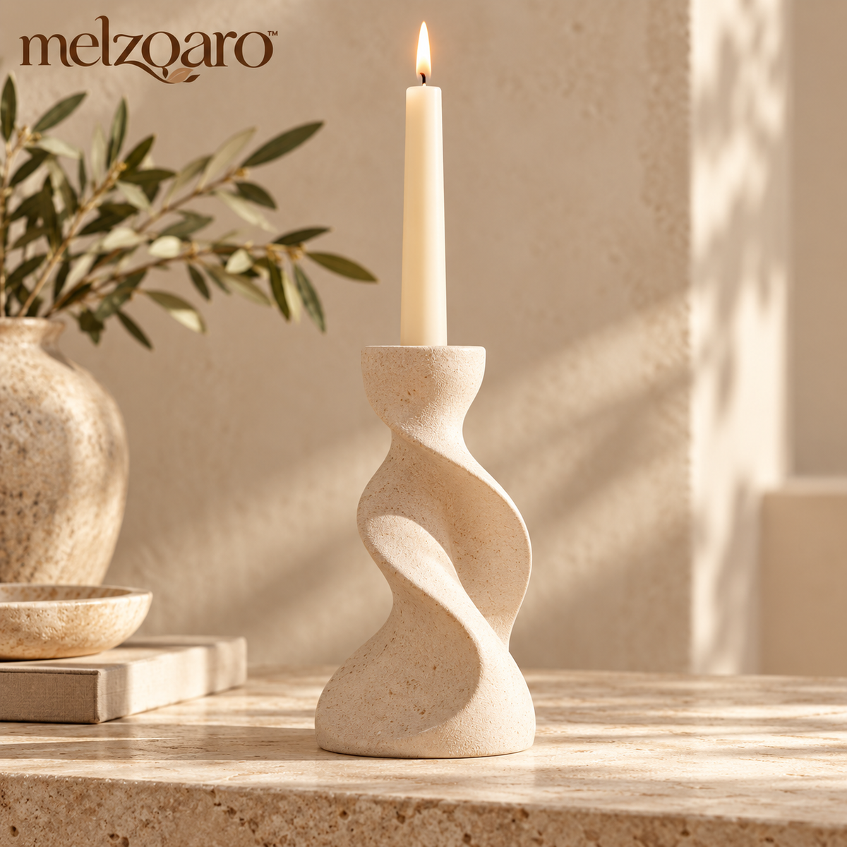 melzqaro™ Twisted Sculptural Taper Candle Holder — image 1
