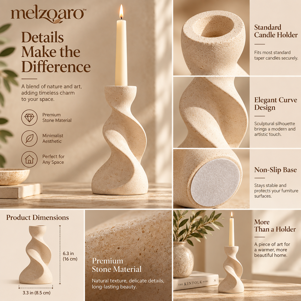 melzqaro™ Twisted Sculptural Taper Candle Holder — image 5