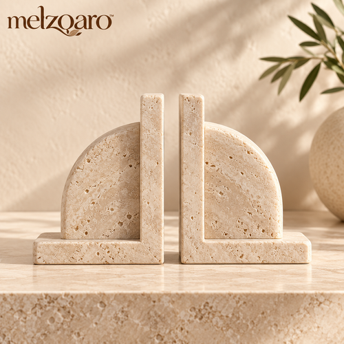 melzqaro™ Arched Stone-Look Bookend Set — image 1