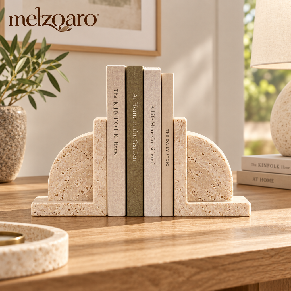 melzqaro™ Arched Stone-Look Bookend Set — image 2