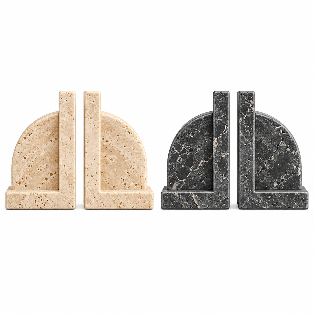 melzqaro™ Arched Stone-Look Bookend Set — image 4