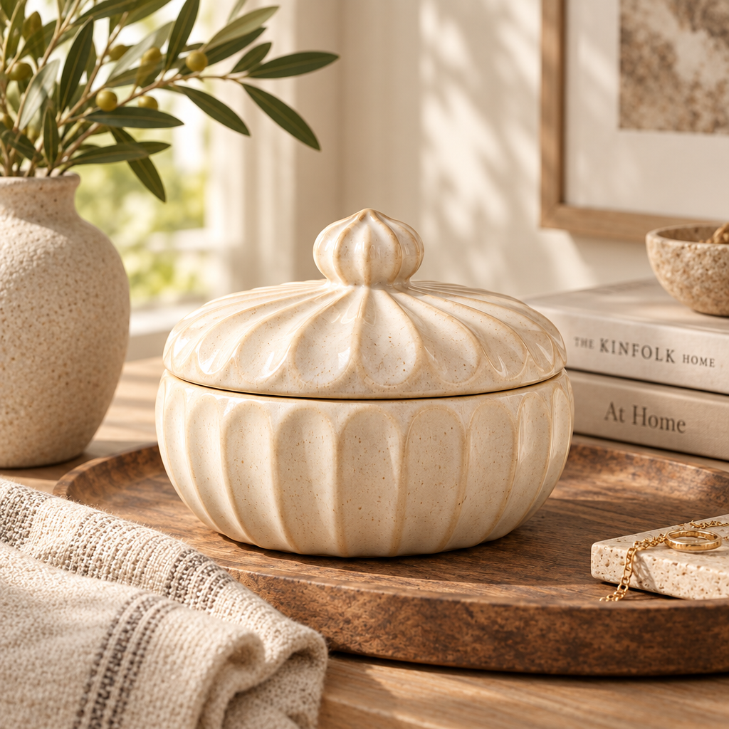 melzqaro™ Fluted Ceramic Decorative Box — image 3