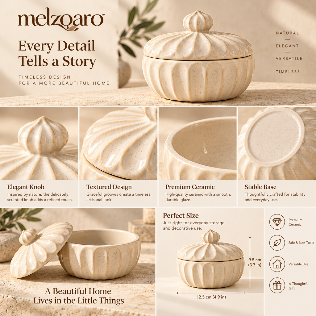 melzqaro™ Fluted Ceramic Decorative Box — image 4